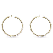 Load image into Gallery viewer, Pearl Hoop Earrings - Azza Fine Jewellery
