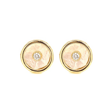 Load image into Gallery viewer, Birthstone earring set in Bahraini Mother of Pearl - Azza Fine Jewellery
